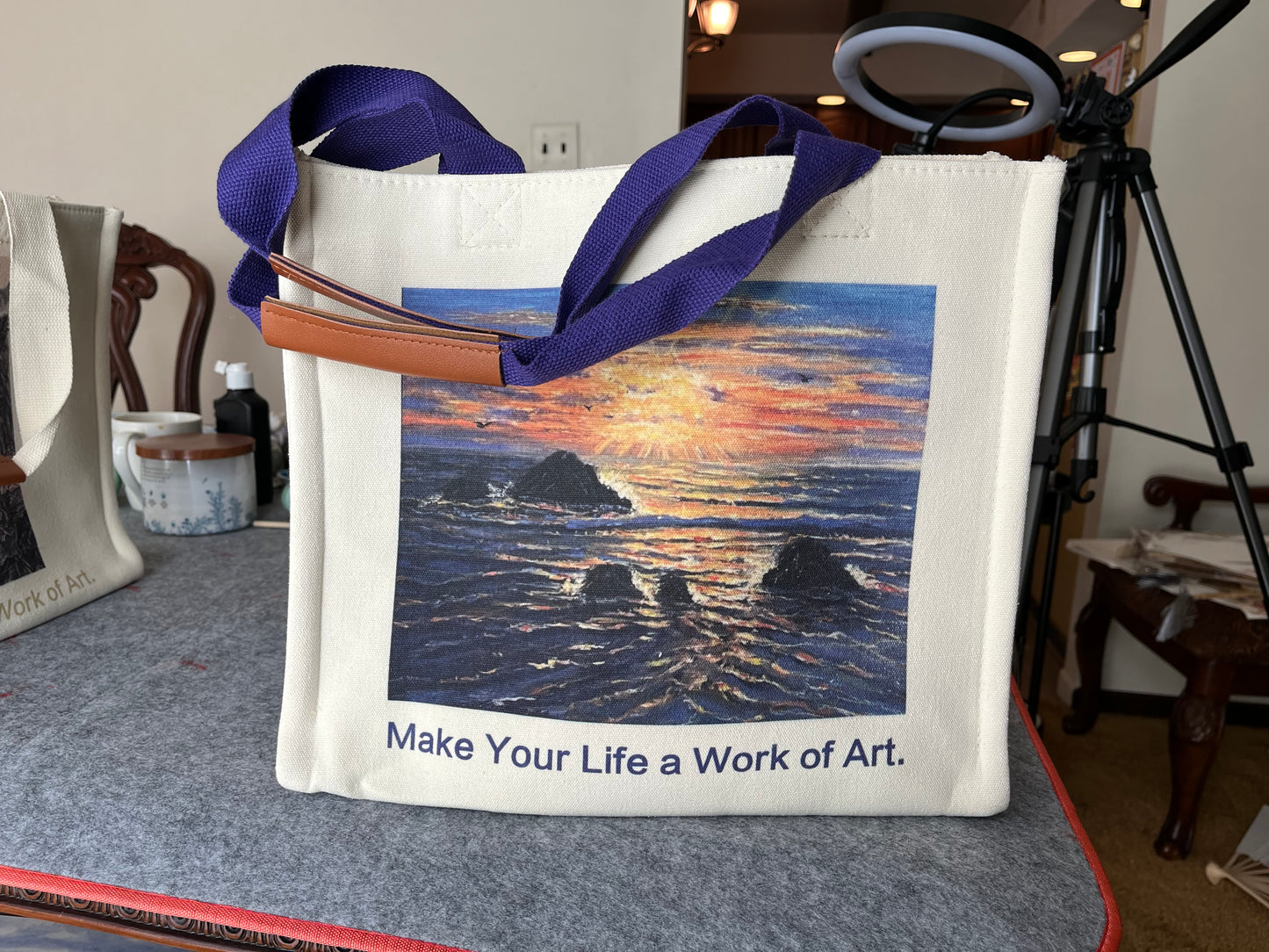 Handbag Tote with Original oil painting (Prefect Sunset)
