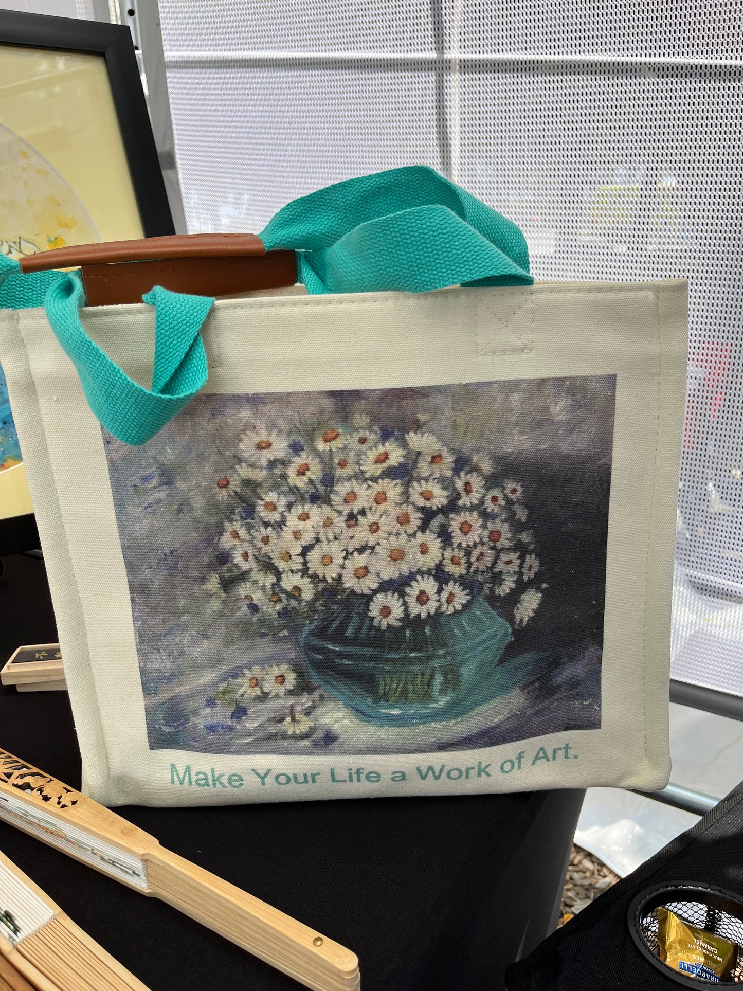 Handbag Tote with Original oil painting (Lovely Daisies)