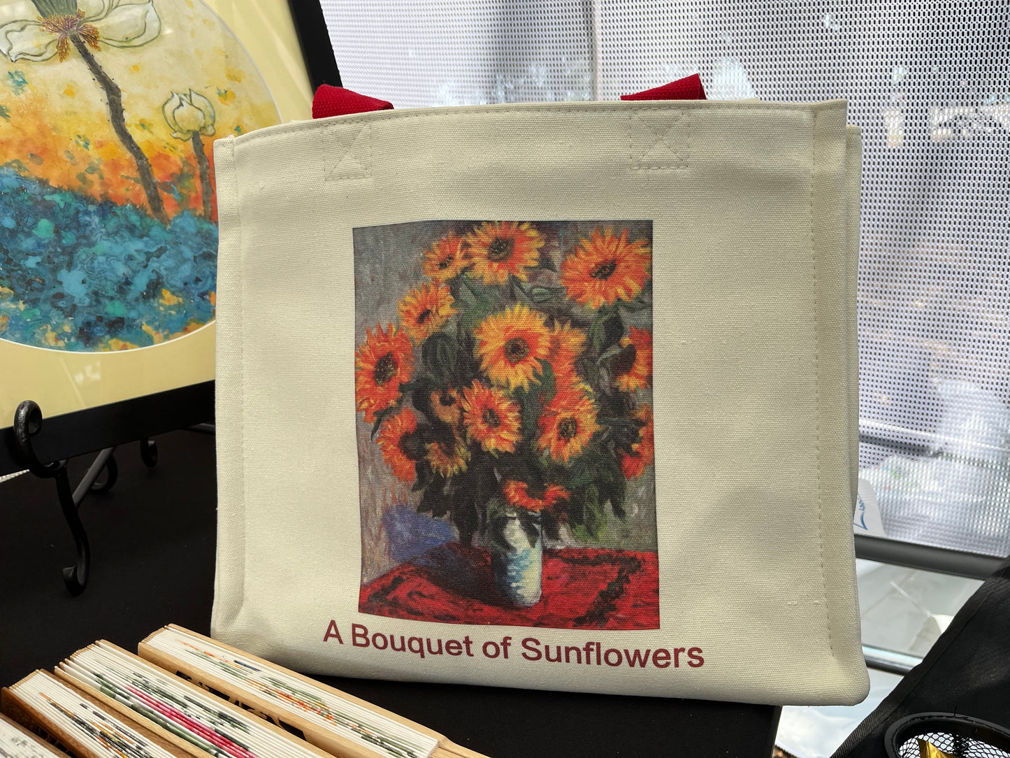 Handbag Tote with Original oil painting(A bouquet of Sunflowers)