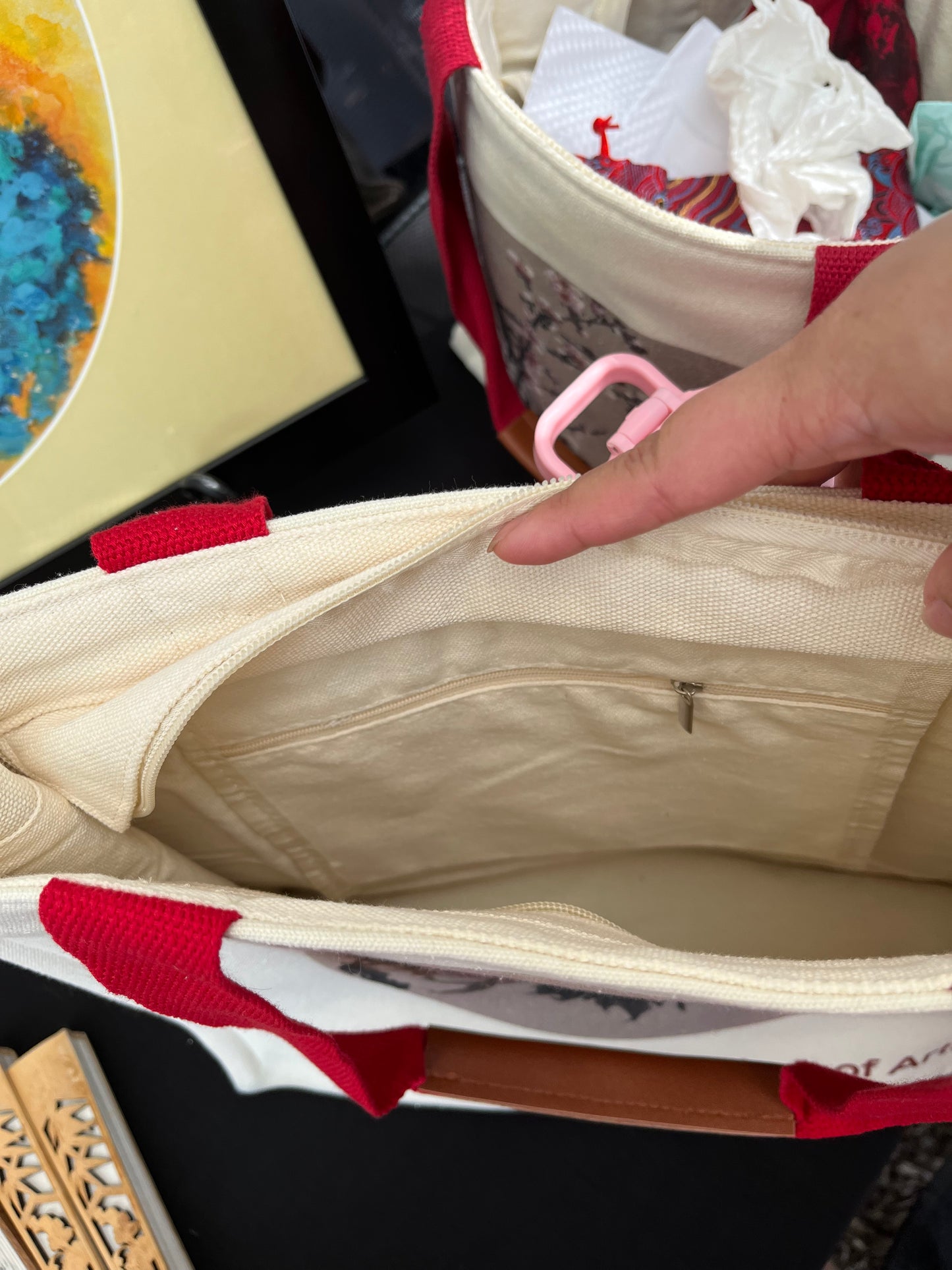 Handbag Tote with Original Chinese/Japanese art(Peony Queen)