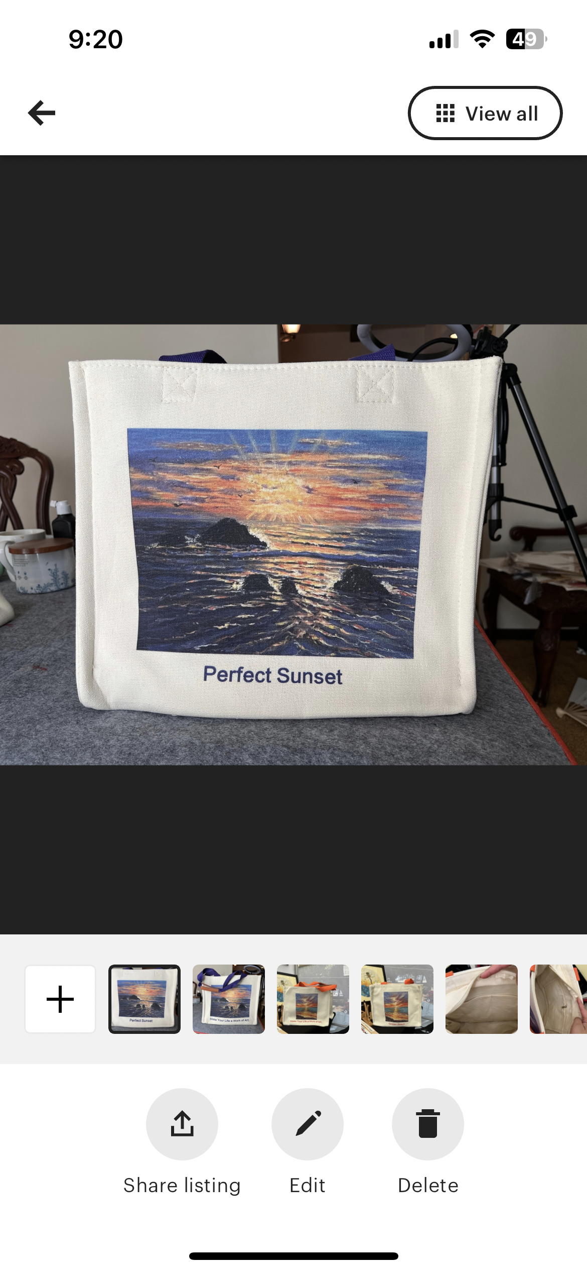 Handbag Tote with Original oil painting (Prefect Sunset)