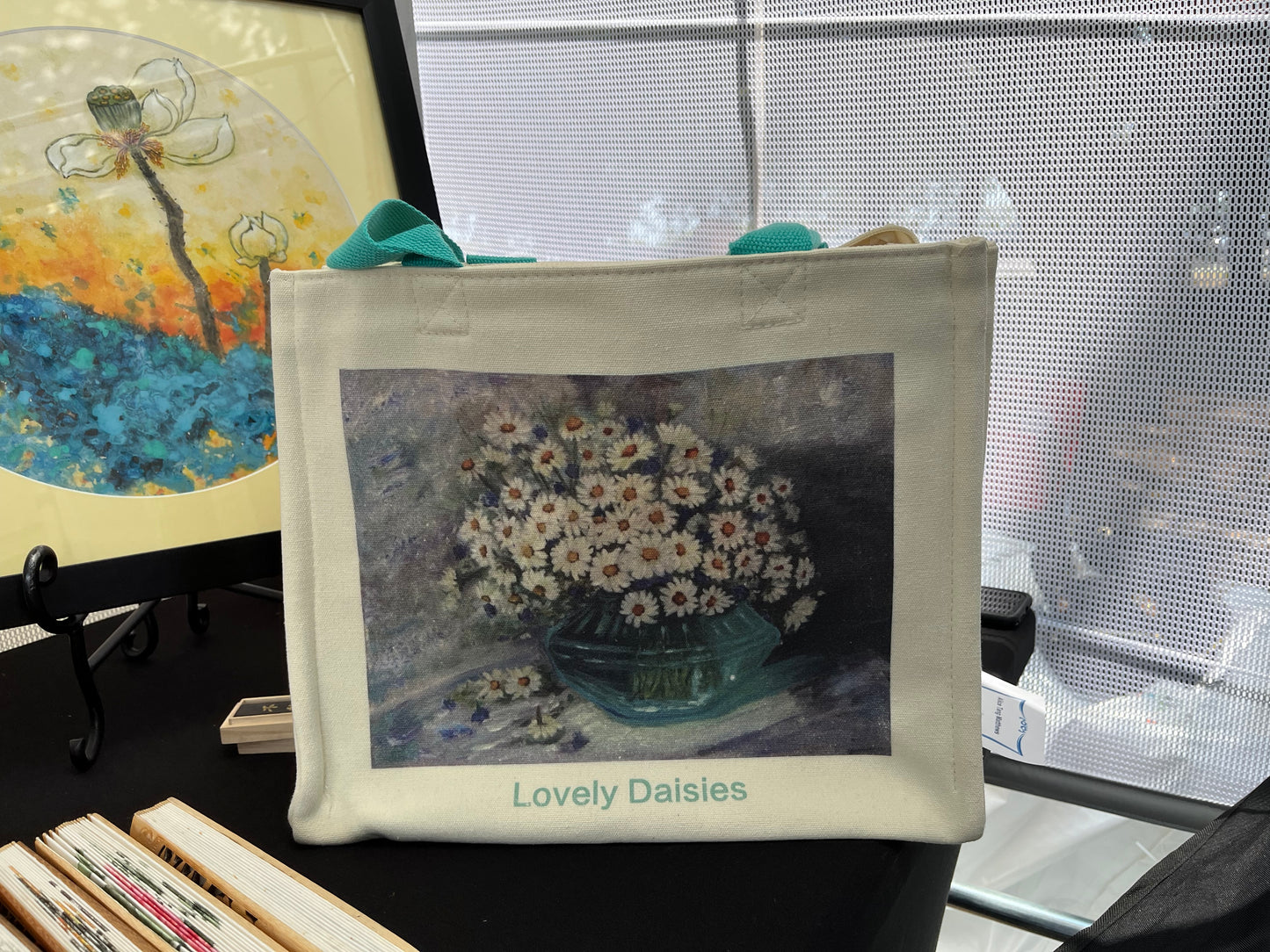 Handbag Tote with Original oil painting (Lovely Daisies)
