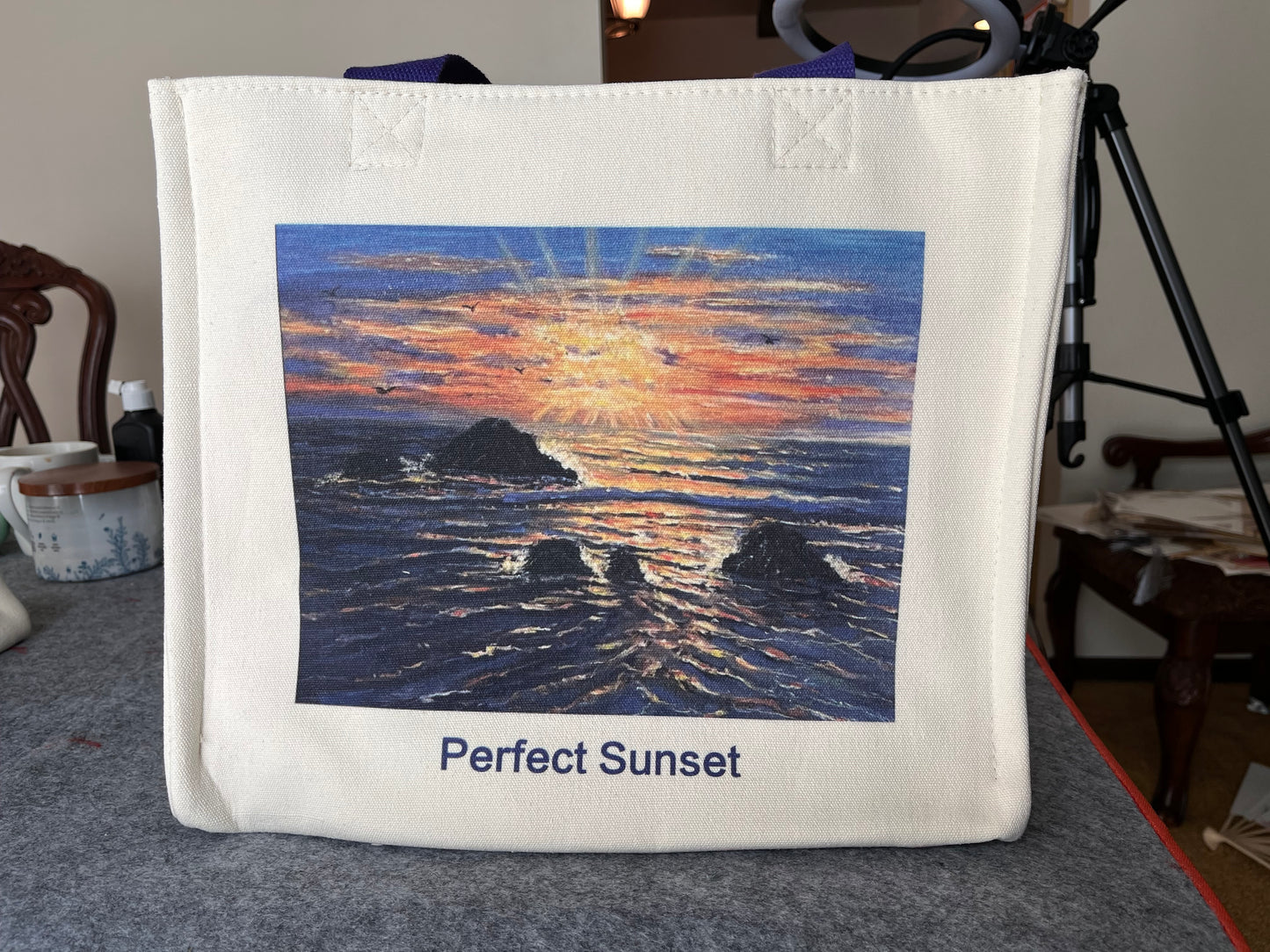 Handbag Tote with Original oil painting (Prefect Sunset)