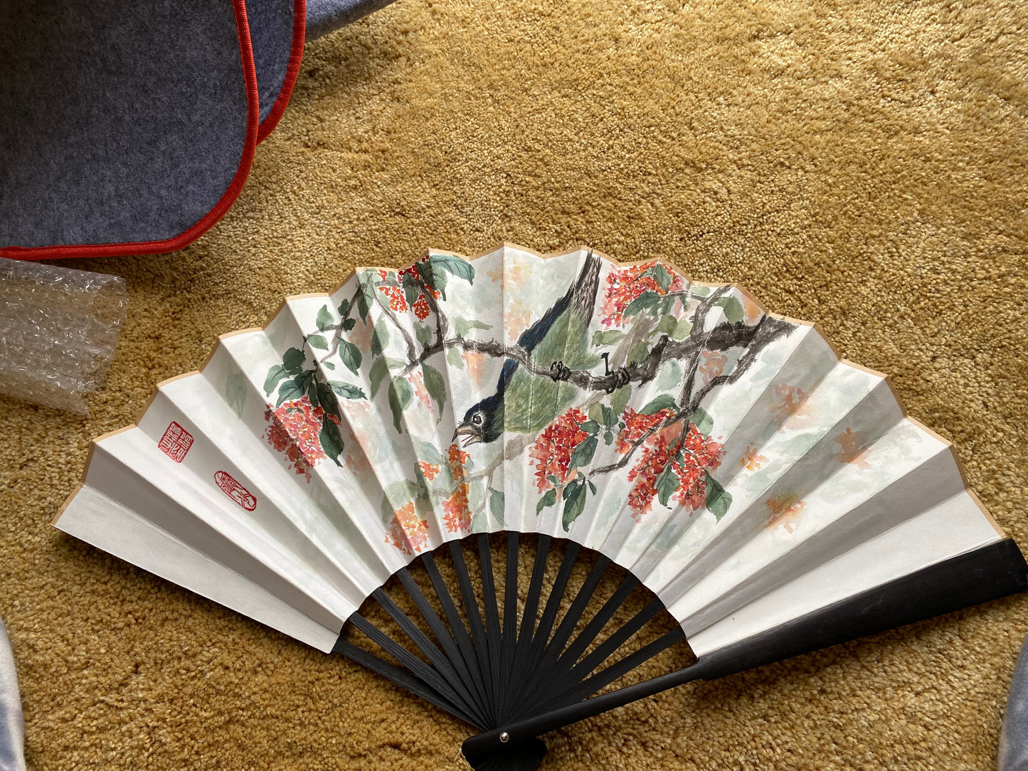 Traditional Chinese brush paintings on folding fans