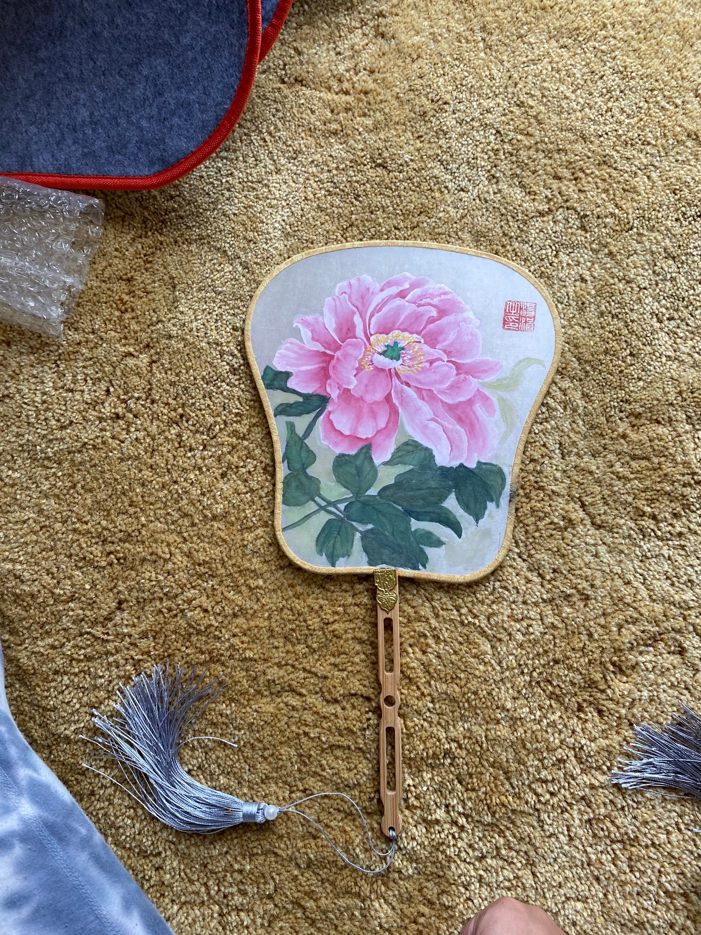 Traditional Chinese brush paintings on silk fans