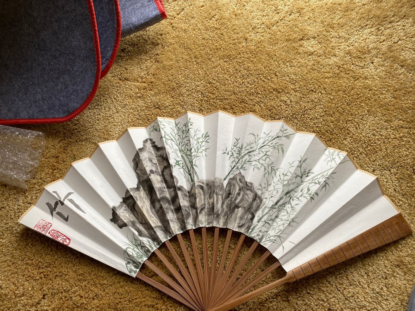 Traditional Chinese brush paintings on folding fans