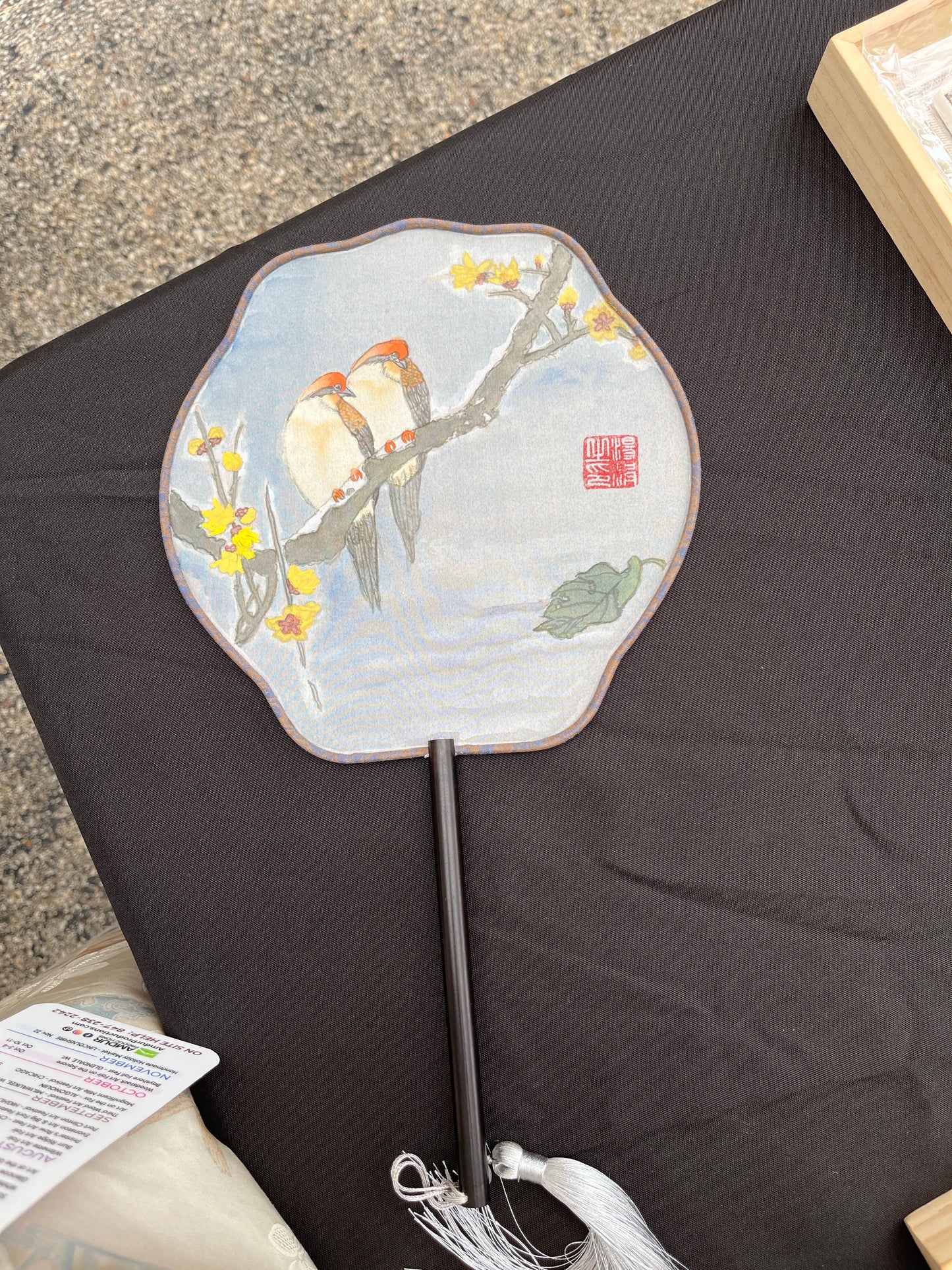New Traditional Chinese brush paintings on silk fans