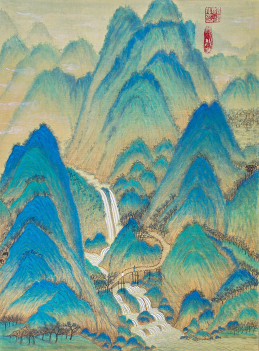 Misty Falls Among Jade Peaks