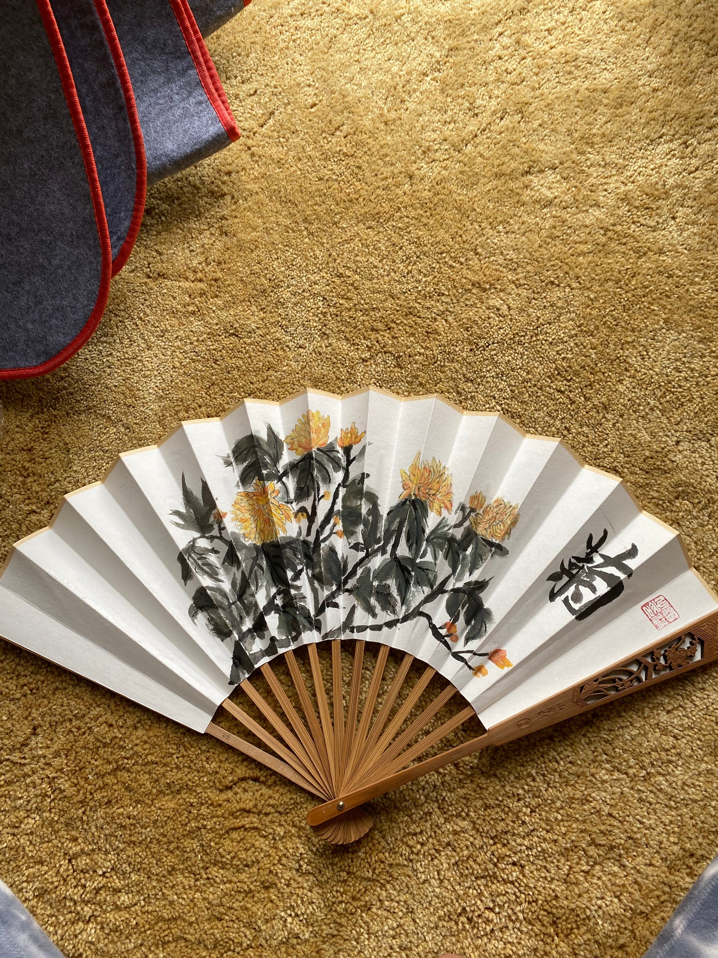 Traditional Chinese brush paintings on folding fans