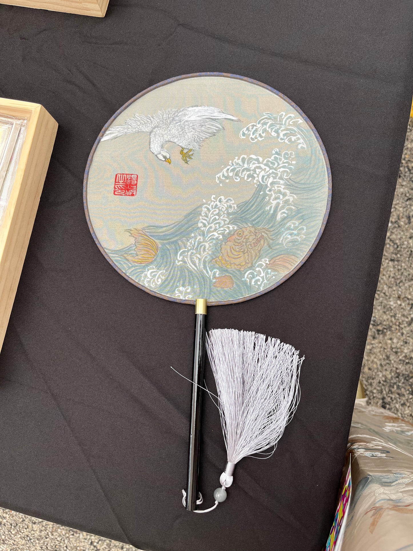 New Traditional Chinese brush paintings on silk fans