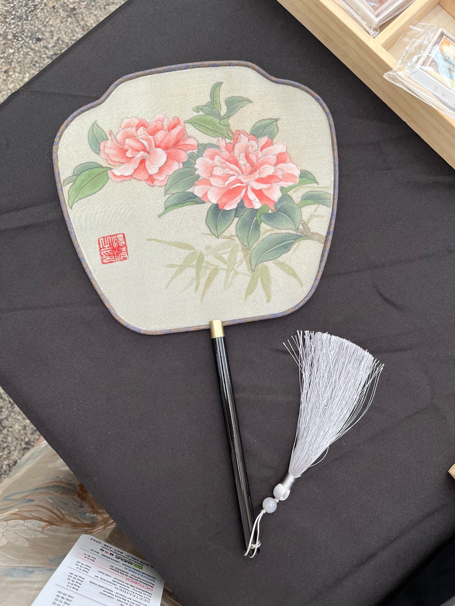 New Traditional Chinese brush paintings on silk fans